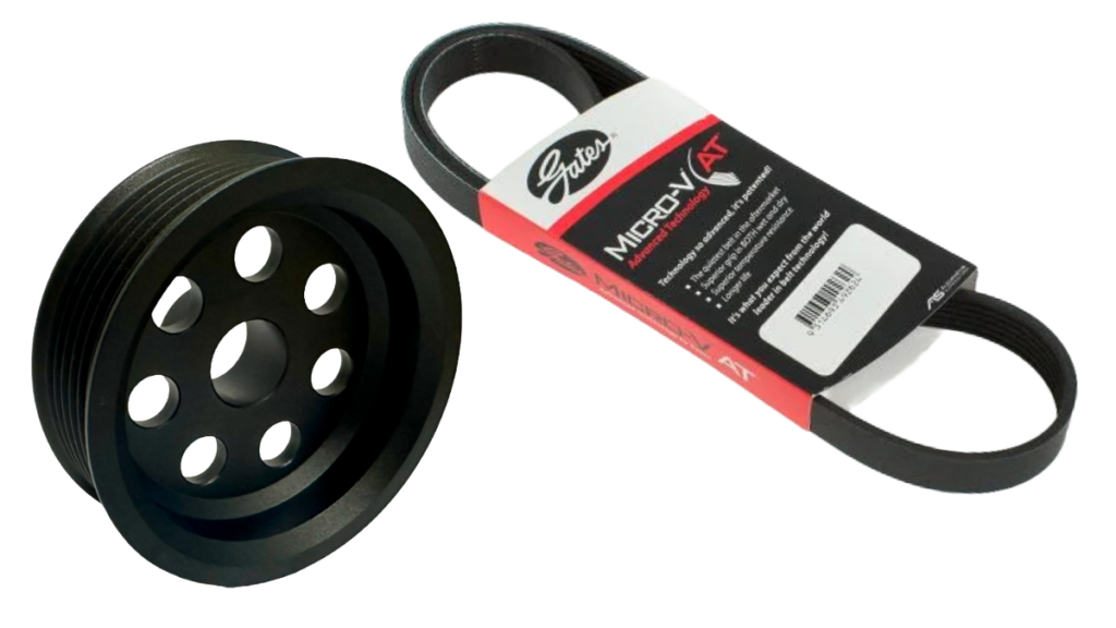 Xdrift Barra 75 mm underdrive alternator pulley with Gates 6PK1540 belt