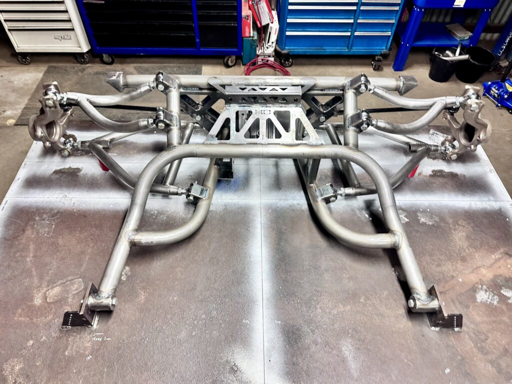 V2HO rear subframe trial assembly during fabrication and alignment verification