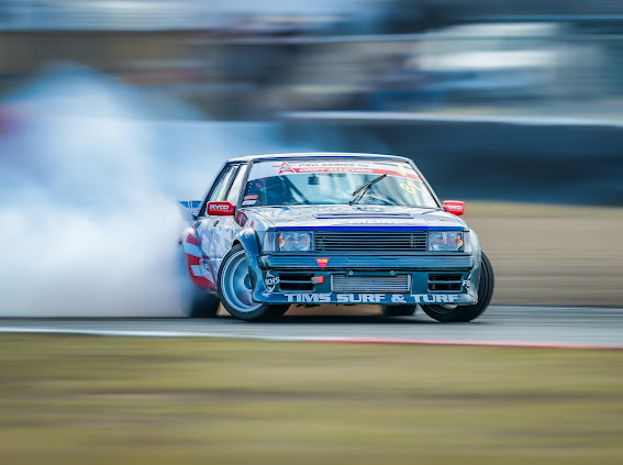Xdrift-developed Falcon drift car demonstrating its suspension and driveline package in competition
